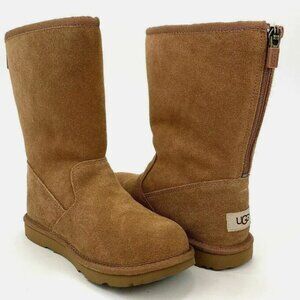 UGG LIL SUNSHINE CHESTNUT SUEDE SIDE ZIPPER BOOTS SIZE 1